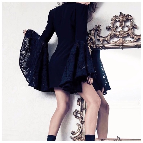 Black Dramatic Bell Sleeve Dress Jacket - Picture 3 of 10